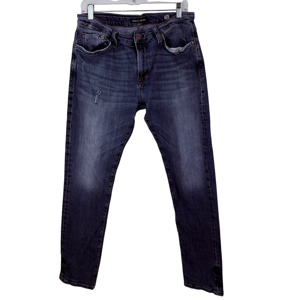 Mavi Marcus Men's Slim Straight Distressed Stretch Blue Jeans SIZE 34x32